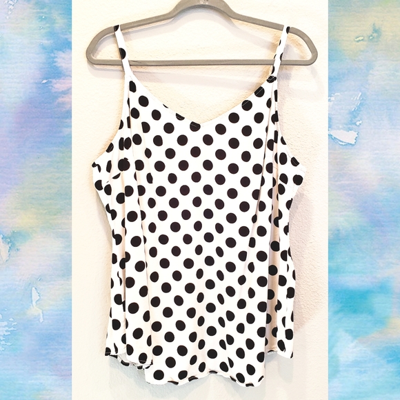 SOLD-Torrid Ava Polka Dot Stretch Challis Cami Top - Picture 4 of 10